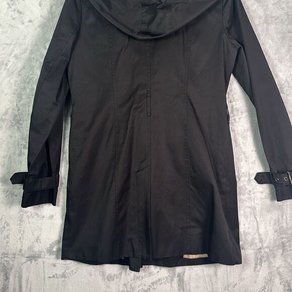 Michael Kors Black Hooded Front Button Trench Jacket Coat Size Small - Picture 10 of 10